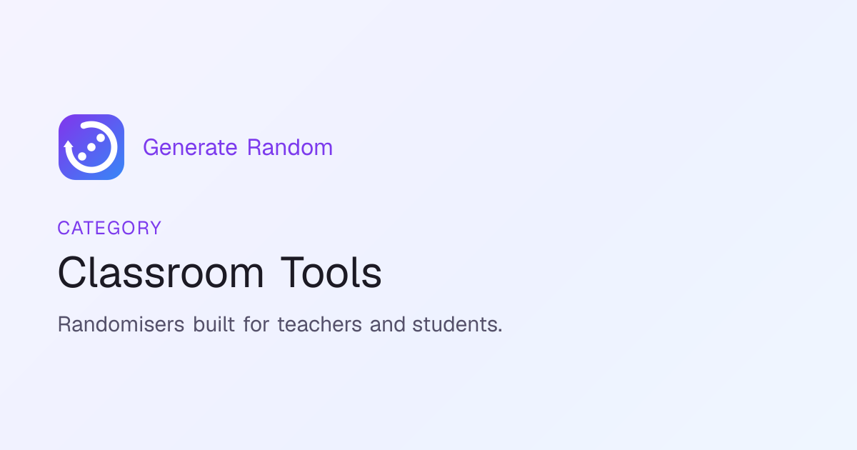 Classroom Worksheet, Question & Picker Generators — Generate Random